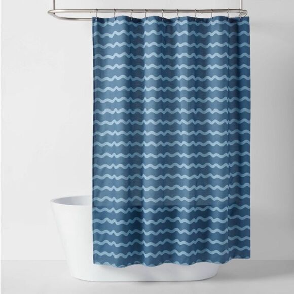 Pillowfort Blue Wave Fabric Shower Curtain - Picture 1 of 6